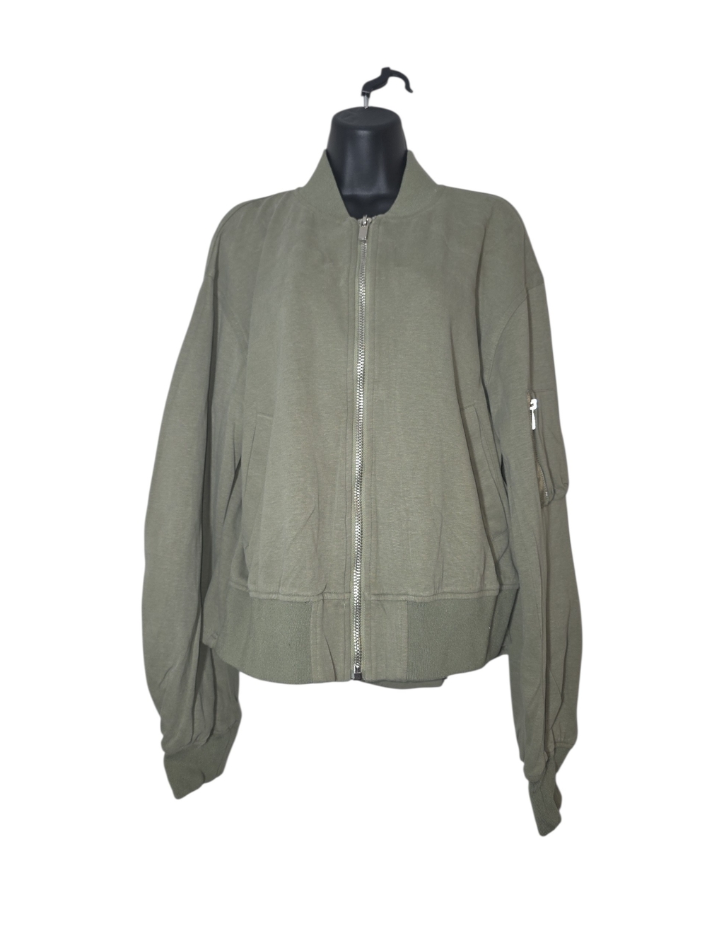 The Greii Olive Green Cotton Bomber Jacket Large